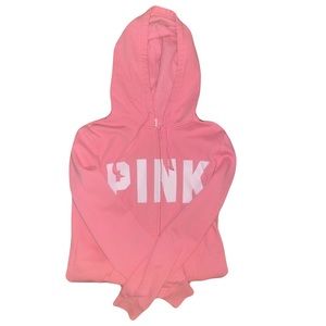 NEW PINK Victoria Secret Zip Up Logo Hoodie Color Pink Size Small